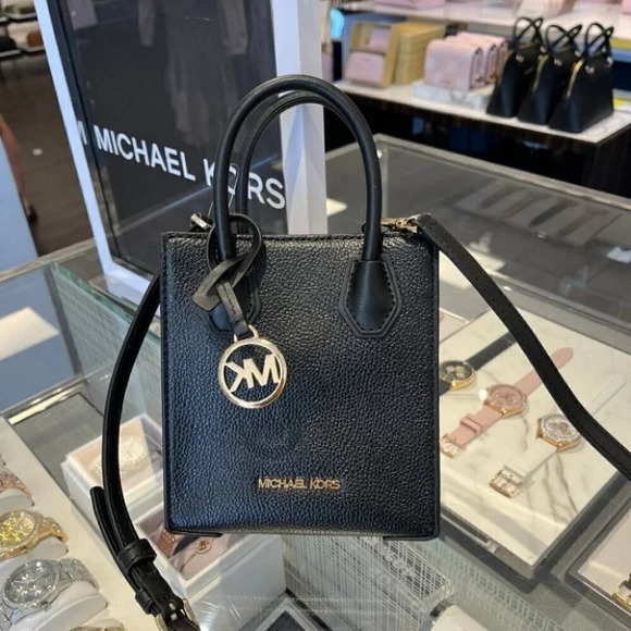 Michael Kors Mercer XS Extra Small Phone Crossbody Bag Leather Black - Picture 1 of 8